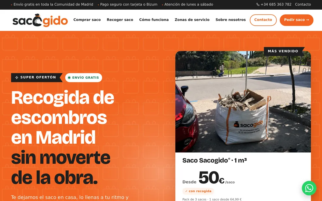Page d'accueil du site Sacogido conçu par Padzup