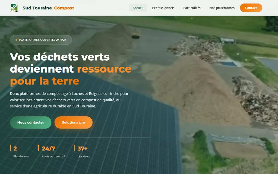 Page d'accueil du site Sud Touraine Compost conçu par Padzup